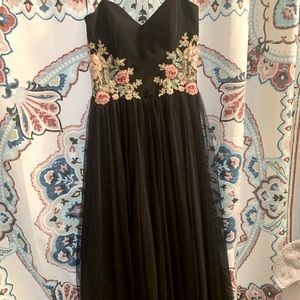 blondie nites black dress floral pattern size 9